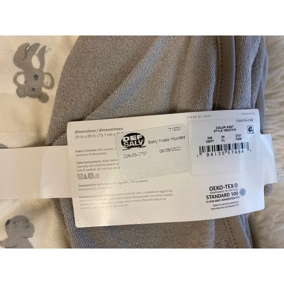 Just One You - Made By Carter's Baby 2pk Koala Bath Towel Set - Gray/White - Picture 3 of 5